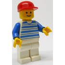 LEGO Man with Horizontal Blue Lines, Red Cap Minifigure