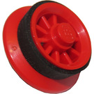 LEGO Spoked Train Wheel for Motor with metal pin with Black Train Rubber Rim