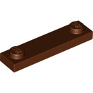LEGO Reddish Brown Plate 1 x 4 with Two Studs without Groove (92593)