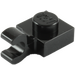 LEGO Black Plate 1 x 1 with Horizontal Clip (Thick Open 'O' Clip) (52738 / 61252)
